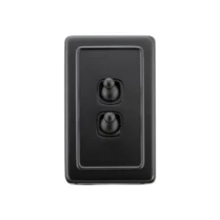 Switch Flat Plate Toggle 2 Gang Matt Black - This Old House