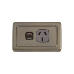 Socket Flat Plate Rocker Single Power Brown - This Old House