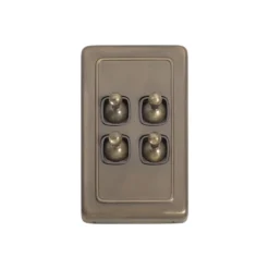 Switch Flat Plate Toggle 4 Gang Brown - This Old House