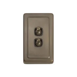 Switch Flat Plate Toggle 2 Gang Brown - This Old House