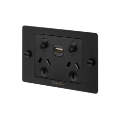 2G GPO/Socket 1 USB Black - This Old House