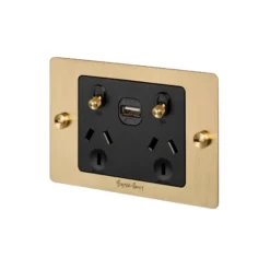 2G GPO/Socket 1 USB Brass - This Old House