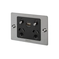 2G GPO/Socket 1 USB Steel - This Old House