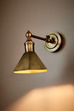 Mayfair Wall Light With Metal Shade Antique Brass - This Old House