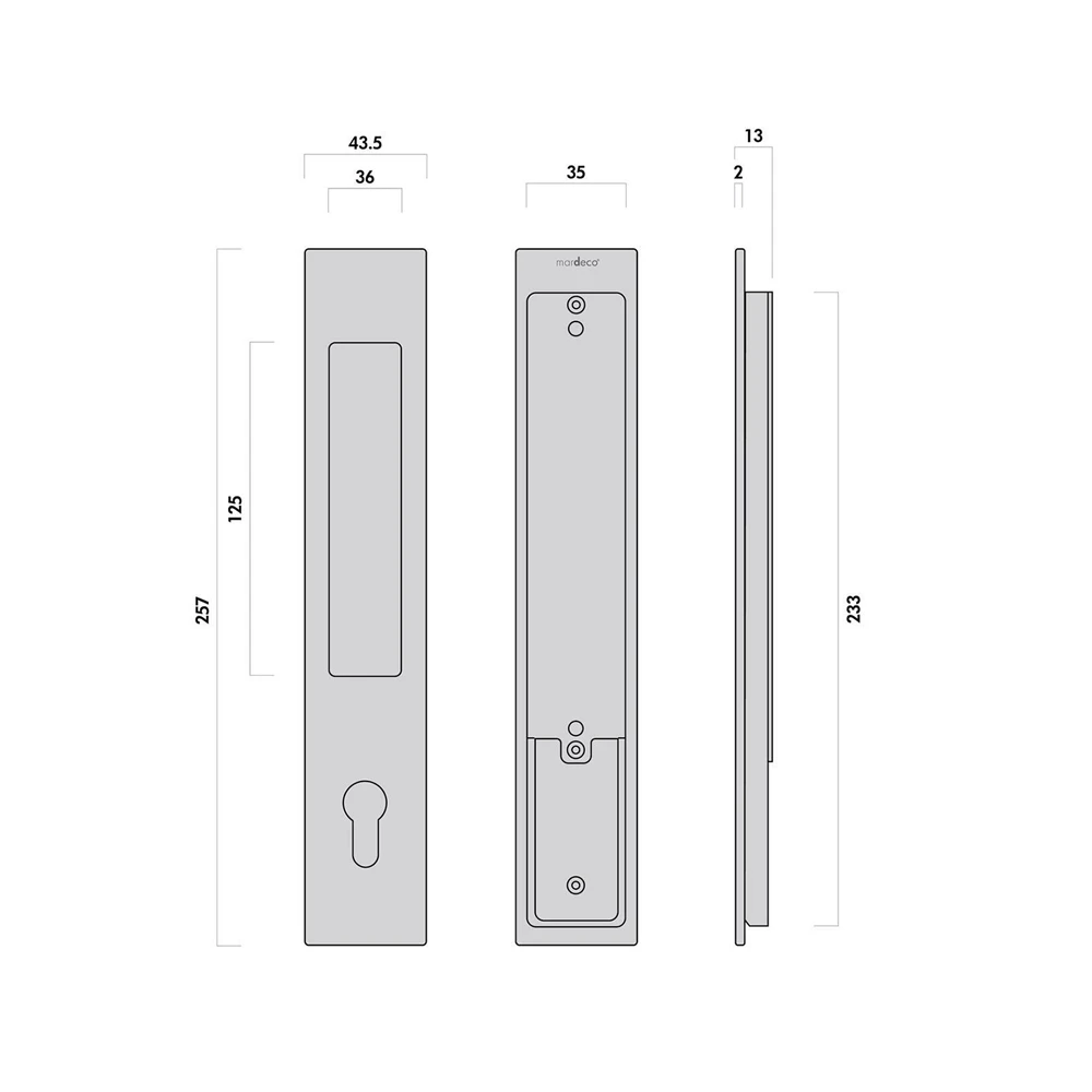 Mardeco M Series Flush Pull Entrance Set ( Cylinder Sold Separately) - This Old House - Image 2