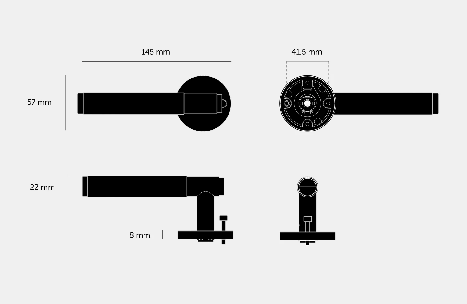 DOOR HANDLE / LINEAR / SPRUNG / PRIVACY / GUN METAL - This Old House - Image 4