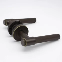 Rosedale Knurled Door Lever Aged Brass - This Old House