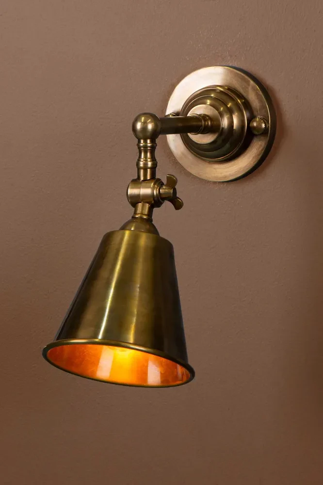 Utopia Wall Light With Metal Shade Antique Brass - This Old House
