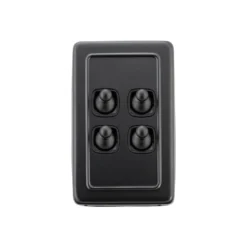 Switch Flat Plate Toggle 4 Gang Matt Black - This Old House
