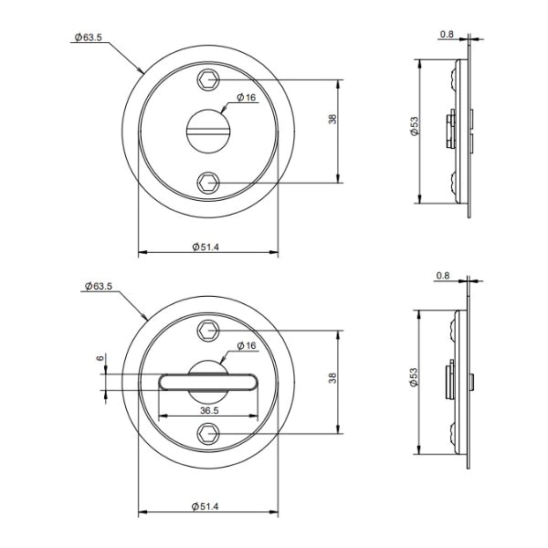 Lockwood Vivid Cavity Slider Privacy Set Satin Gun Metal PVD - This Old House - Image 6